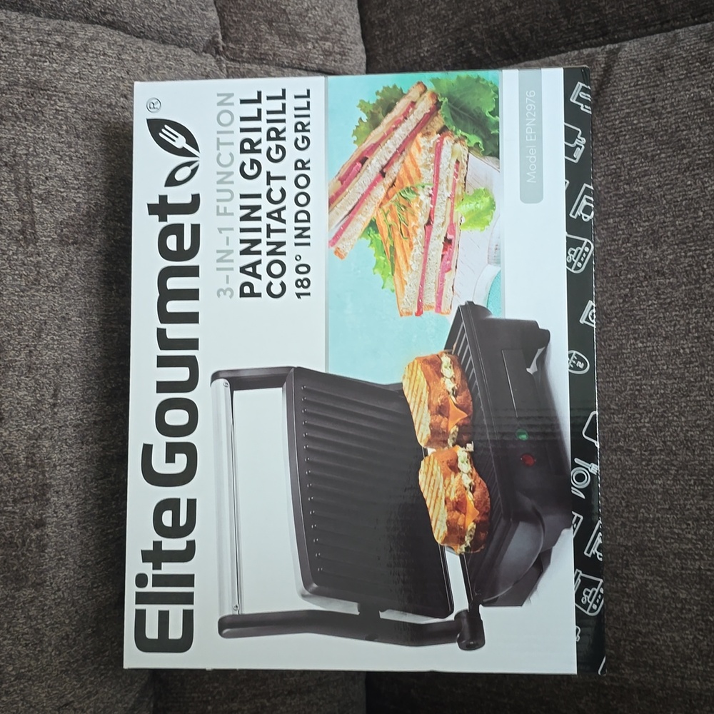 ELITE GOURMET BRAND 3-IN-1 FUNCTION PANINI GRILL